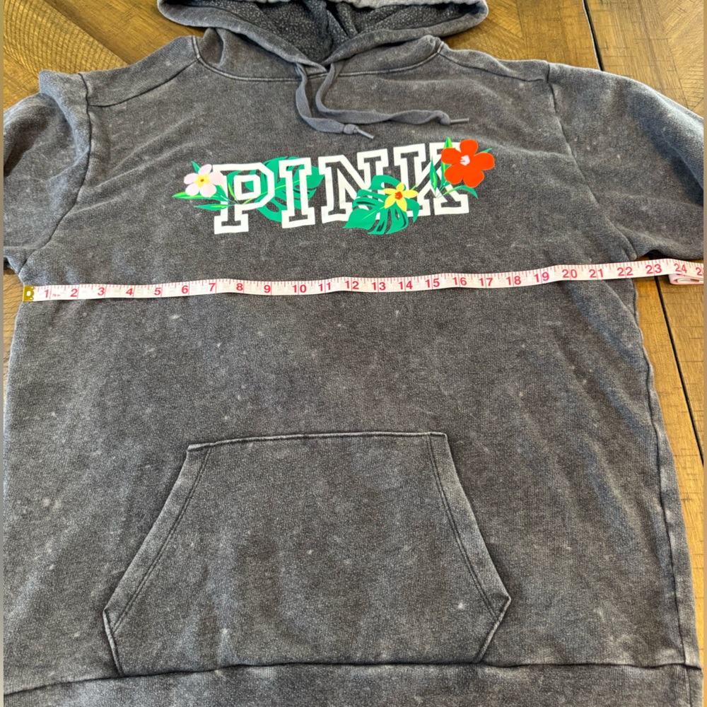 PINK Victoria's Secret Hawaii Charcoal Acid Wash Campus Hoodie Size Medium - Picture 6 of 10